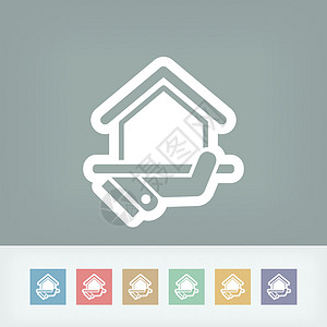 房地产概念图标电脑药片住宅住房广告技术网站建筑机构投资背景图片