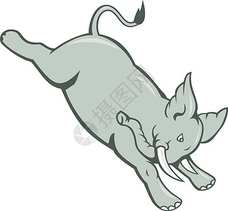 大象跳跃白金 孤立的卡通背景图片