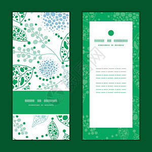 雾霾蓝婚礼矢量抽象蓝叶和绿叶纵向框架垂直框架模式邀请卡套套餐卡插画