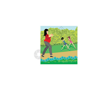 稚内公园公园内操练闲暇活力腹部幸福团体活动腰部女性耐力重量插画