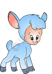 小羊羔卡通片蓝色快乐羊肉背景图片