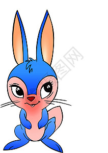 小小兔子卡通片野兔蓝色快乐背景图片