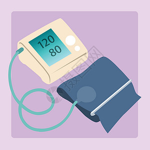 血压心率测量仪血压计测量血压读数为120 80插画