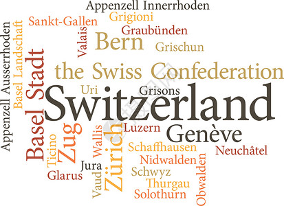 巴塞尔对瑞士各州的介绍 说明联盟插画