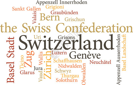 苏黎世瑞士对瑞士各州的介绍 说明联盟插画
