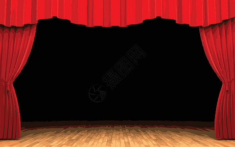 红色幕帘红天鹅绒幕帘打开场景推介会剧院布料剧场歌剧红色织物观众歌词艺术插画