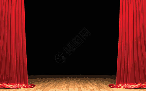 红色幕帘红天鹅绒幕帘打开场景剧场行动推介会织物手势观众艺术播音员布料礼堂插画
