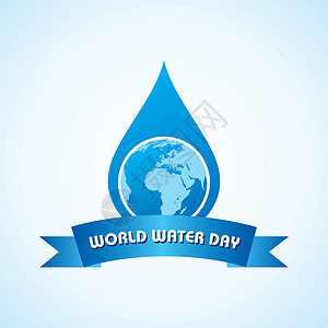 创意世界水日问候股票 vecto生活农业插图水滴环境预防活动生态标签蓝色背景图片