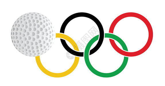 奥林匹克高尔夫高尔夫球红色黄色插图蓝色绘画艺术戒指艺术品绿色背景图片