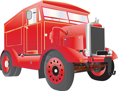 旧拖车拖拉机帮助车辆发电机服务运输插图交通白色红色背景图片