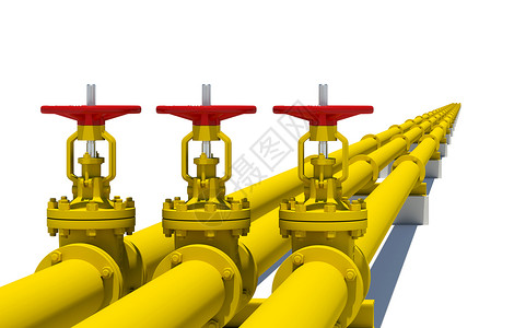 三个黄色管道 装有阀门管子气体工业金属螺栓天然气背景图片