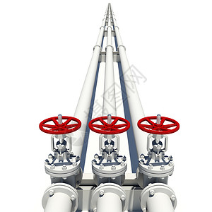 三根白色管道 装有阀门金属管子工业螺栓背景图片