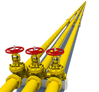 三个黄色管道 装有阀门工业天然气螺栓管子气体金属背景图片