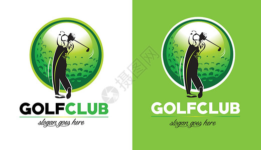 GolfLogo 设计圆圈高尔夫球流动男人合并公司运动玩家黑色标识背景图片