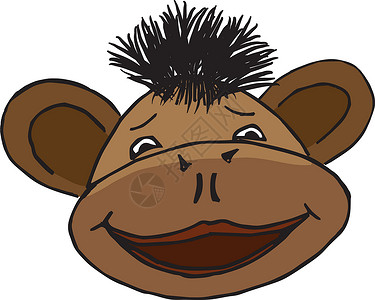 猴子头猴的卡通风格快乐灵长类夹子荒野动物男生插图微笑幸福野生动物插画