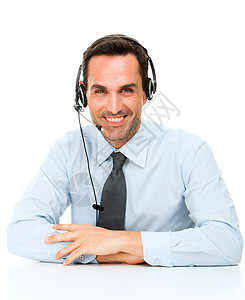 戴耳机的男子接线员电话成人年轻人人像经理商务青年人士操作员背景图片