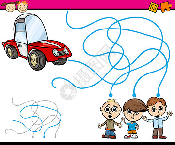 迷宫卡通游戏小路插图路线线条解决方案绘画快乐玩具漫画幼儿园背景图片