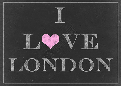 粉笔画 我喜欢伦敦的标志高清图片