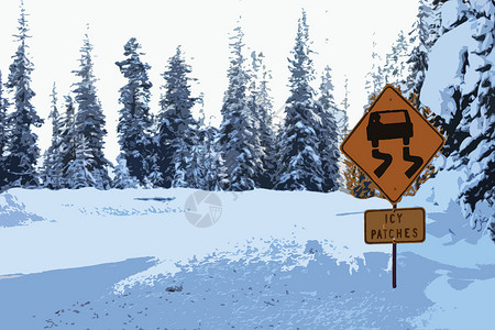 路引牌道路警告信号牌插画