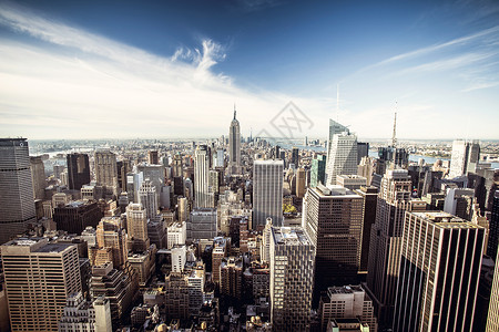 纽约市的顶端视图帝国景观城市天线市中心天际建筑学建筑摩天大楼旅游背景图片