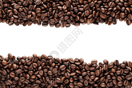 咖啡豆框架白色美食边界棕色种子背景图片