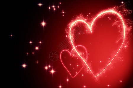 情人心脏设计绘图计算机红色背景图片