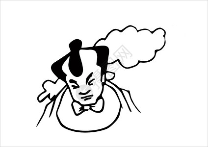 日本人讲话思考武士卡通片男人背景图片