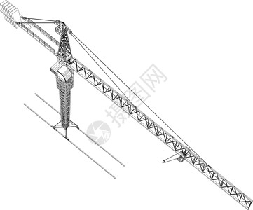 塔台建筑起重机 3d的矢量成像草图绘画机器工业金属工程白色插图机械工具背景图片