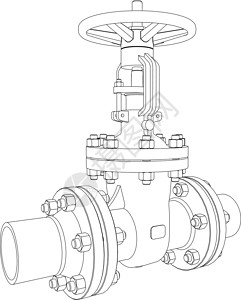 工业阀门  3 的矢量渲染工厂白色技术草图工程旋转黑色插图龙头管子背景图片