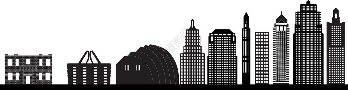 堪萨斯Kansas 城市天线海岸线反射海岸商业建筑旅行地标摩天大楼办公室天际插画