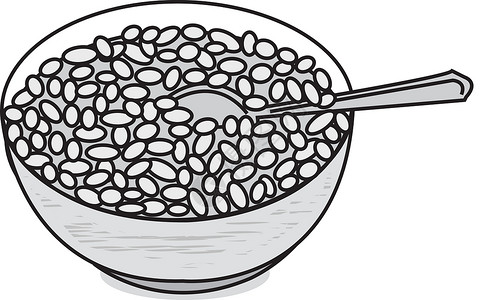 白豆豆子营养食物棕色纤维午餐服务早餐小吃蔬菜插画