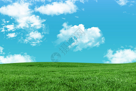 绿地与天空空间场地绿色蓝色开放草地农村风景背景图片
