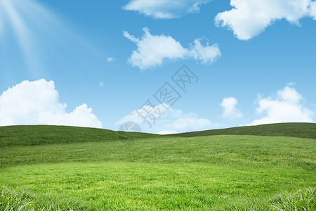 绿地与天空农村风景场地蓝色空间开放草地绿色背景图片