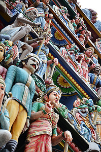 斯里马里亚曼寺庙雕像旅游地方宗教地标国际都市色彩摩天大楼国家背景图片