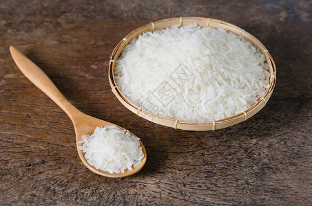 白稻谷白米营养棕色勺子粮食白色谷物美食种子食物背景图片