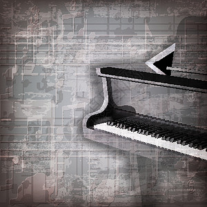 抽象 grunge 钢琴背景与三角钢琴乐器裂缝床单爵士乐象牙文化声学音乐艺术岩石插画