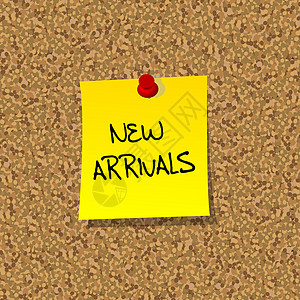 新品促销上新黄色纸条纸 上面写着“新阿里亚瓦尔”背景