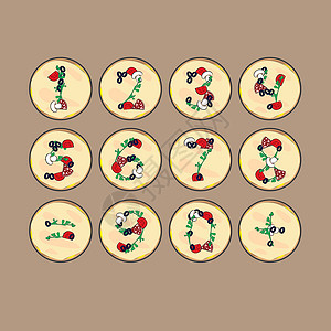 蘑菇力饼干组件的编号和符号数香肠折扣鳀鱼草药设计图片