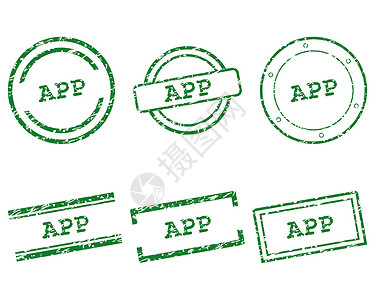 App 邮票烙印橡皮海豹标签商业贴纸打印按钮插图墨水背景图片
