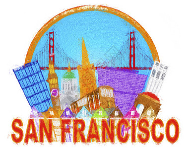加州印象派旧金山天线金门大桥粉碎主义者协会背景