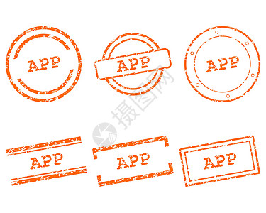 App 邮票标签按钮商业海豹墨水打印插图橡皮贴纸烙印背景图片