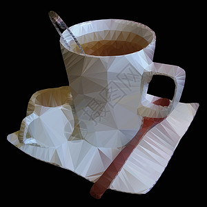 茶杯矢量插图的多边形组合背景图片
