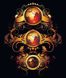 世界框架集标签圆圈土地叶子行星红色地球插图背景图片