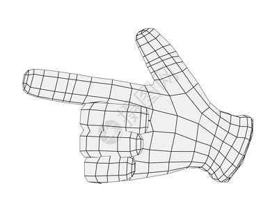 有线框架手指手指 前方视图身体插图一部分手势白色背景图片