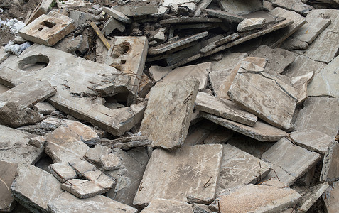 弗林德受损混凝土区块的堆积拆除倾倒垃圾堆瓦砾材料贮存碎片城市建造废料背景