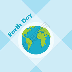 蓝色地球日 矢量图解标识星球样式磁带打印阴影行星大洲文字插图背景图片