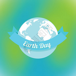 以蓝色和绿色颜色显示地球日 e的矢量插图平面印刷地球星球白色行星阴影背景磁带文字背景图片