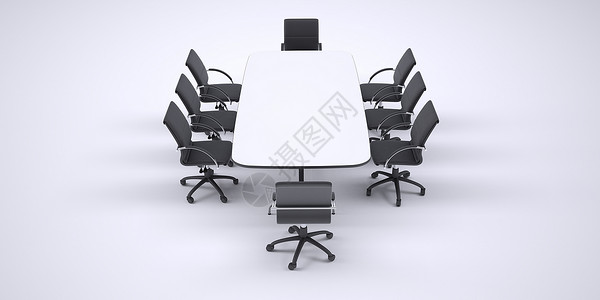 大型会议桌和8张黑色办公椅背景图片