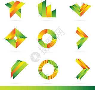 标对设计元件集商业菱形品牌橙子插图图表绿色圆圈身份标签背景图片