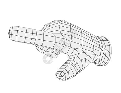 有线框架手指手指 前方视图一部分插图身体白色手势背景图片